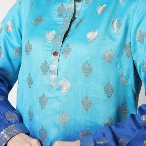 Ombre Dyed Gilded Gold Booty Handwoven Silk Kurta