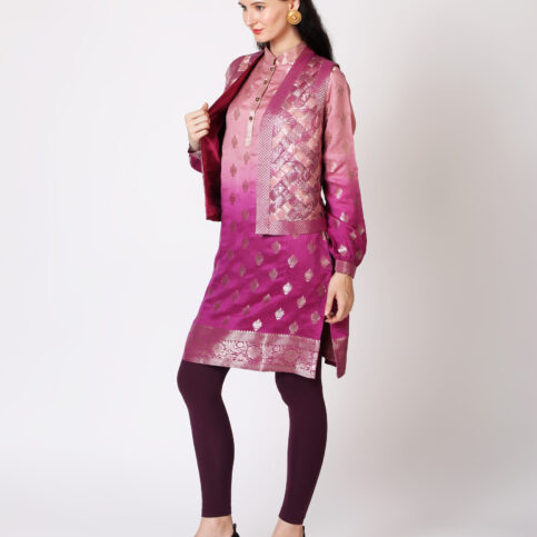 Ombre Dyed Handwoven Silk Crisscross Coti