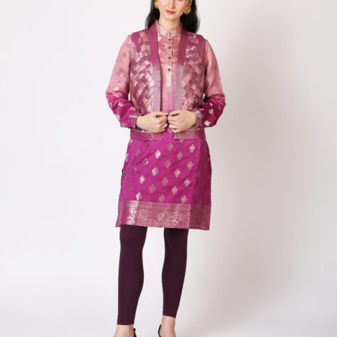 Ombre Dyed Handwoven Silk Crisscross Coti