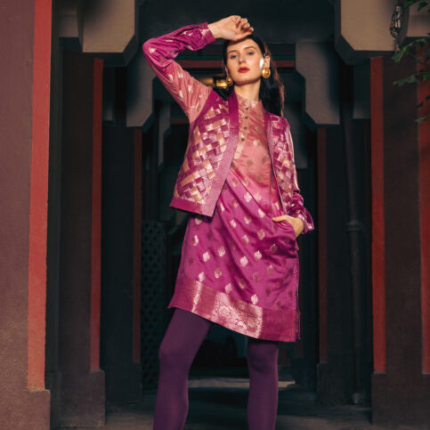 Ombre Dyed Handwoven Silk Crisscross Coti