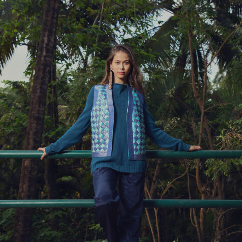 Ombre Dyed Handwoven Silk Crisscross Coti