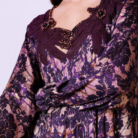 Orchid Printed Raglan Sleeve Crochetta Lace Insert Tunic