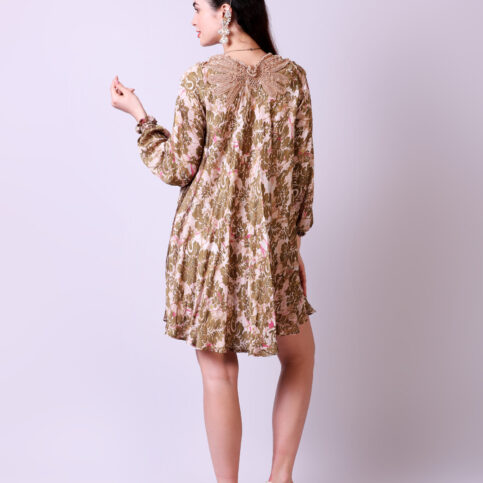 Orchid Printed Raglan Sleeve Crochetta Lace Insert Tunic