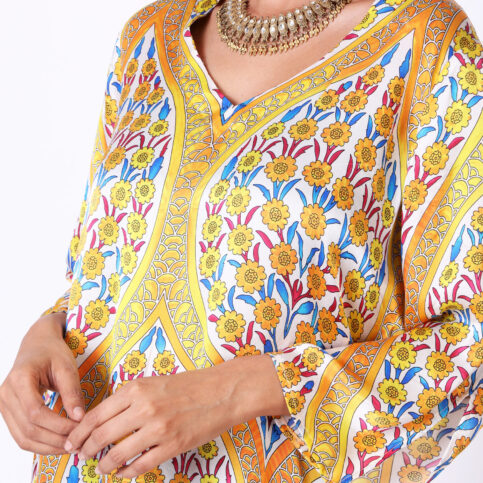 Ottoman Silk Satin Printed Tunic