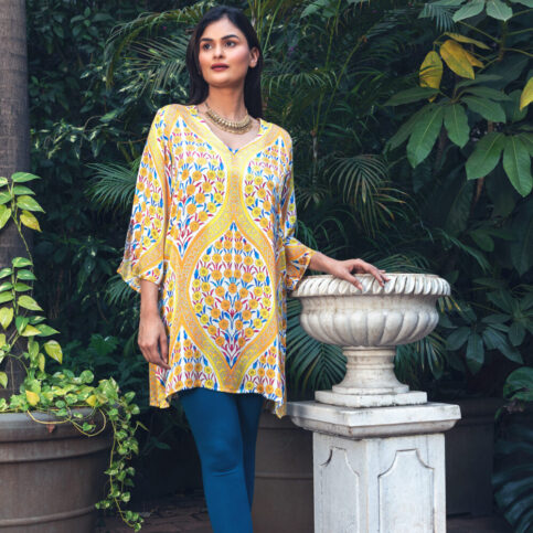 Ottoman Silk Satin Printed Tunic