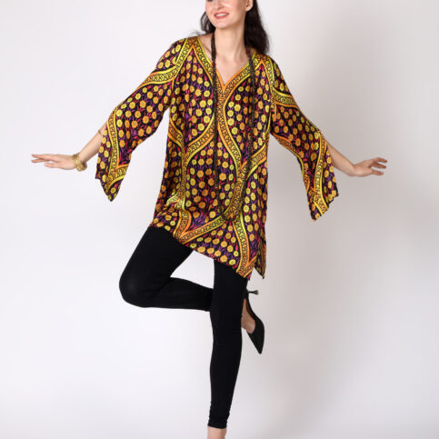 Ottoman Silk Satin Printed Tunic