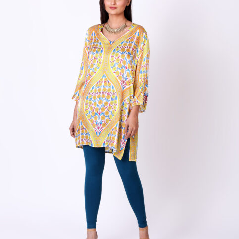 Ottoman Silk Satin Printed Tunic
