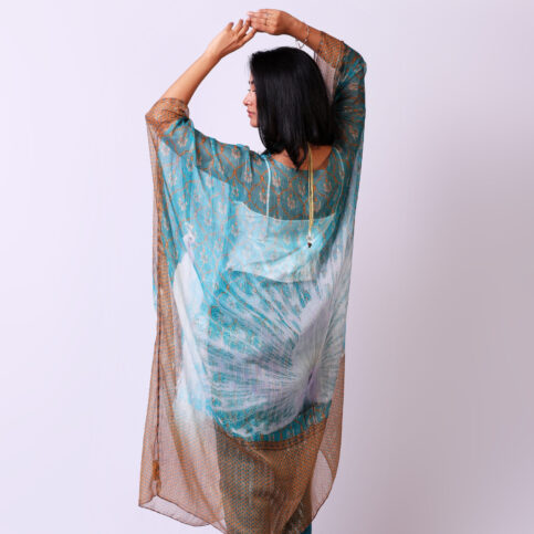 Peacock Lurex Silk Kaftan