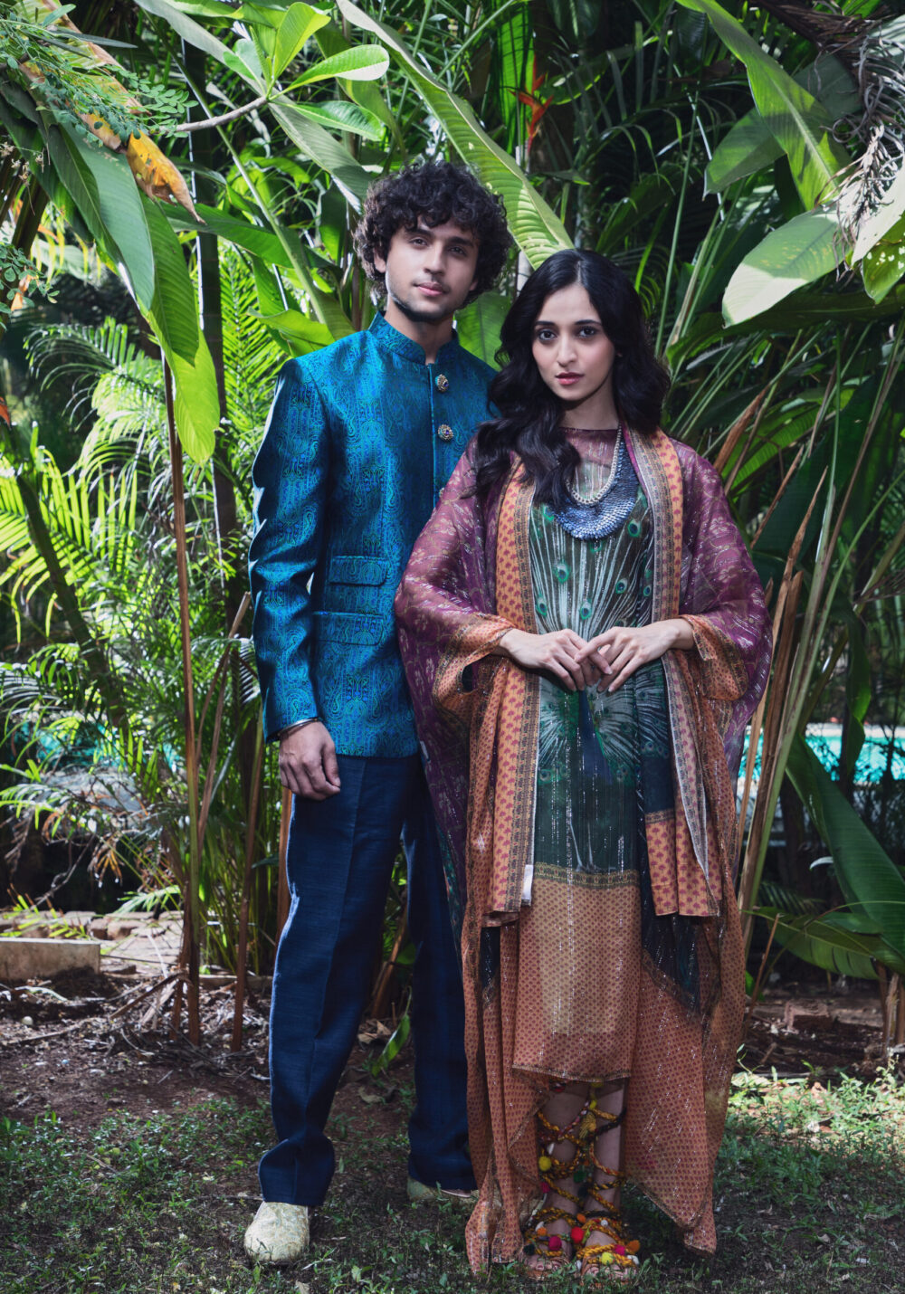 Peacock Lurex Silk Kaftan and mens