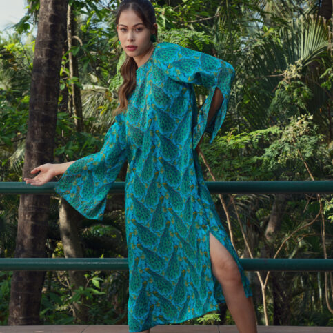 Peacock Printed Kurta Dress