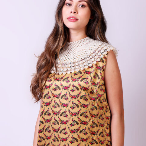 Peacock Printed Sleeveless Tunic Dress