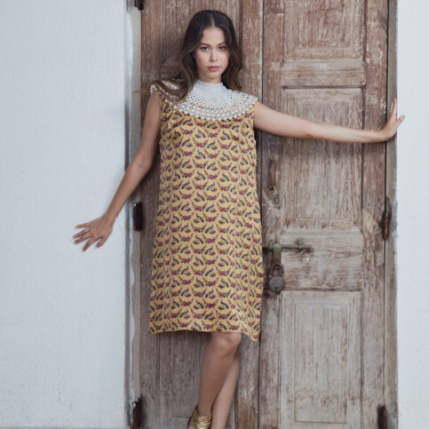 Peacock Printed Sleeveless Tunic Dress