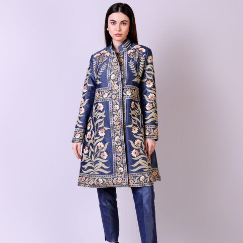 Placement Embroidered Dupion Jacket