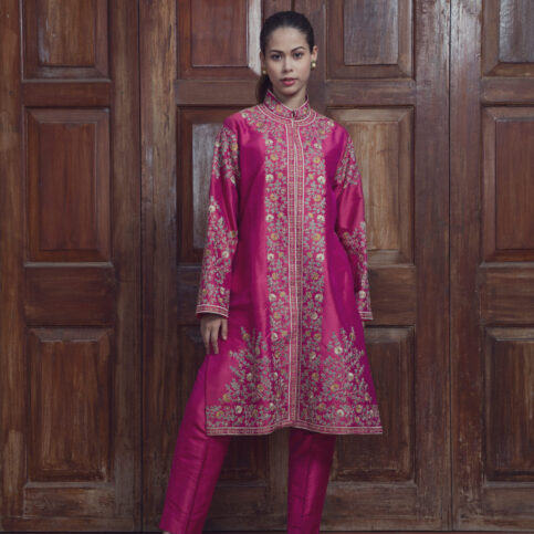 Placement Embroidered Dupion Jacket