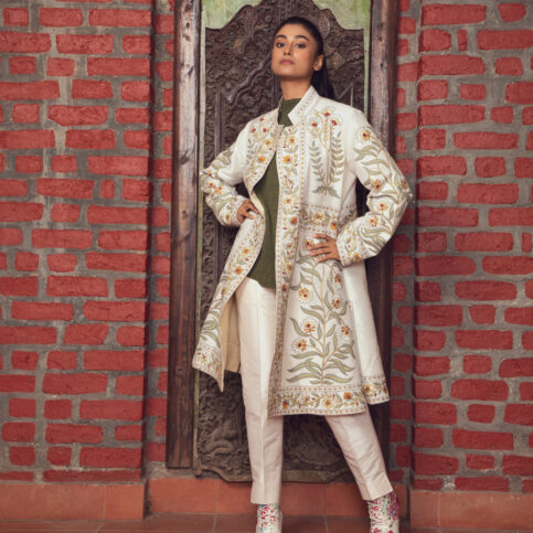 Placement Embroidered Dupion Jacket