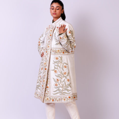 Placement Embroidered Dupion Jacket