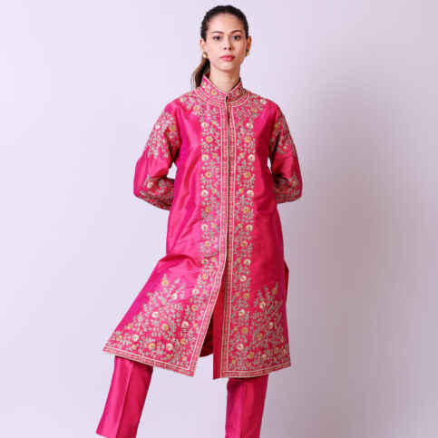 Placement Embroidered Dupion Jacket