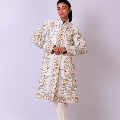 Placement Embroidered Dupion Jacket