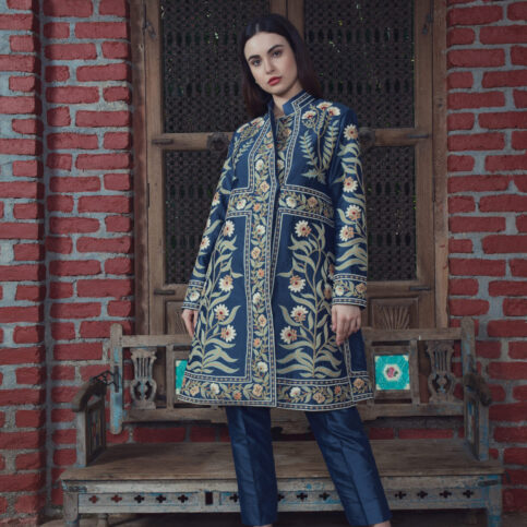 Placement Embroidered Dupion Jacket