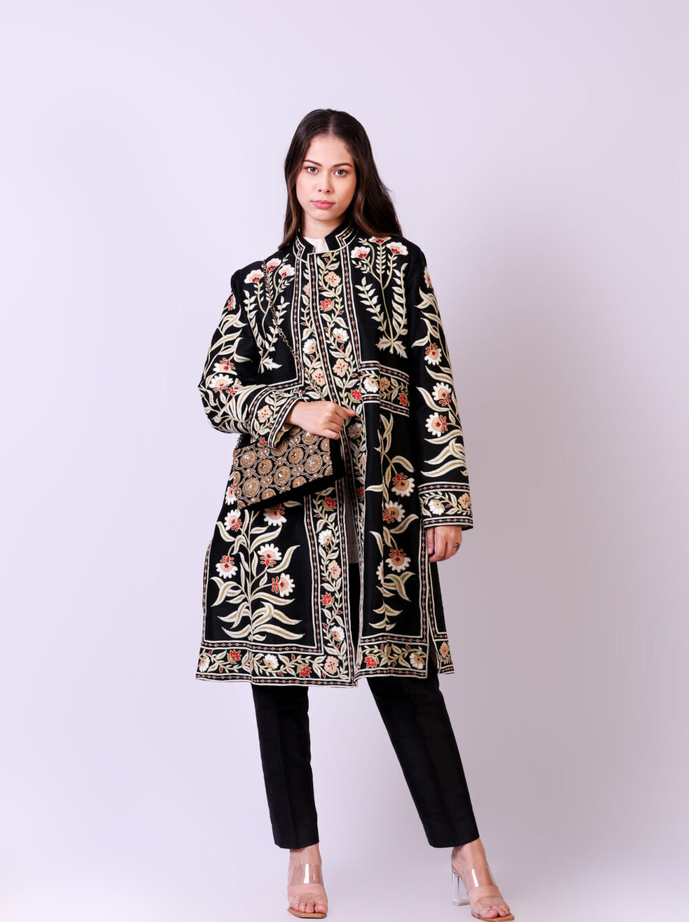 Placement Embroidered Dupion Jacket