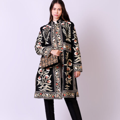 Placement Embroidered Dupion Jacket