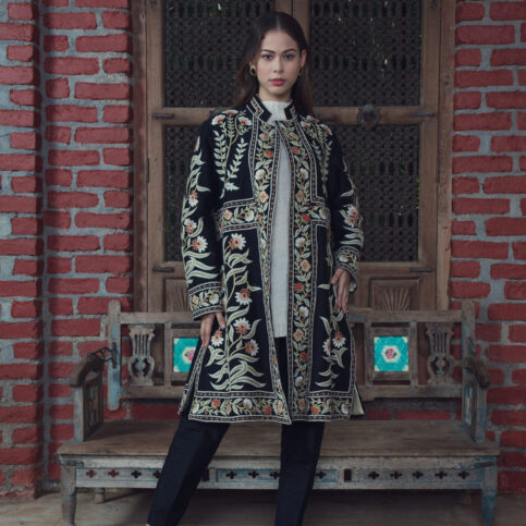 Placement Embroidered Dupion Jacket