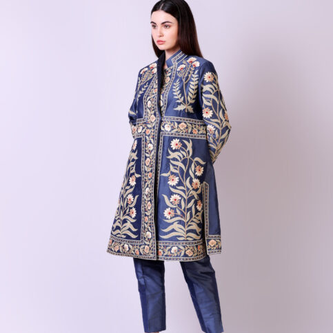 Placement Embroidered Dupion Jacket