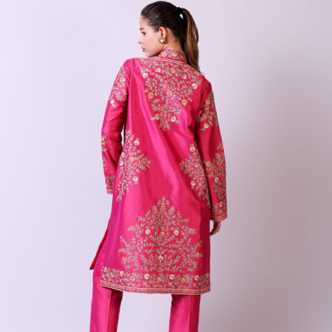 Placement Embroidered Dupion Jacket