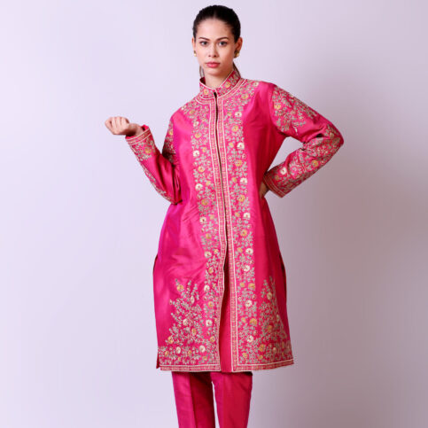 Placement Embroidered Dupion Jacket