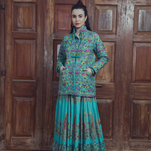 Quilted Muslin Printed Jacket