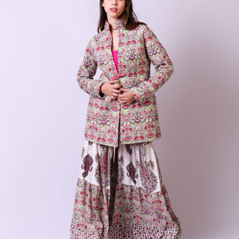 Quilted Muslin Printed Jacket
