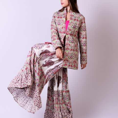 Quilted Muslin Printed Jacket