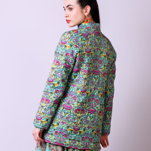 Quilted Muslin Printed Jacket