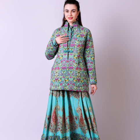 Quilted Muslin Printed Jacket