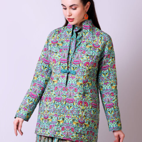 Quilted Muslin Printed Jacket
