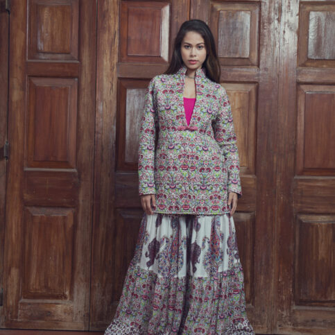 Quilted Muslin Printed Jacket