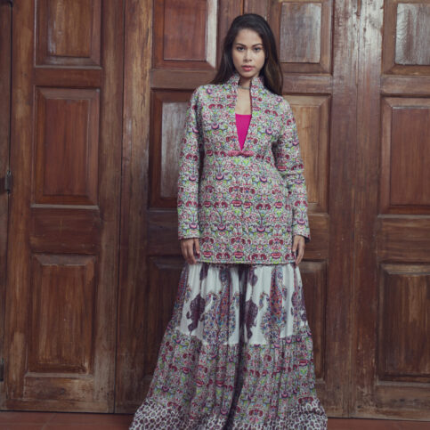 Quilted Muslin Printed Jacket