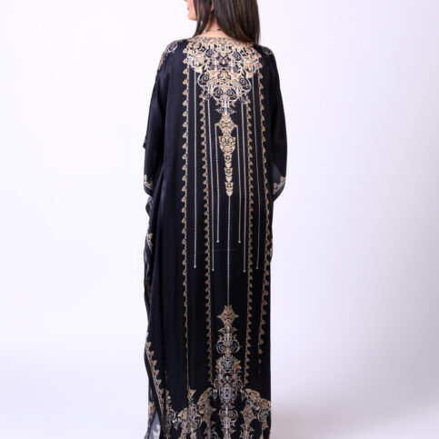 Satin Silk Bijoux Ebony Kaftan