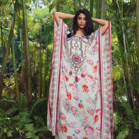 Satin Silk Bijoux Pearl Kaftan