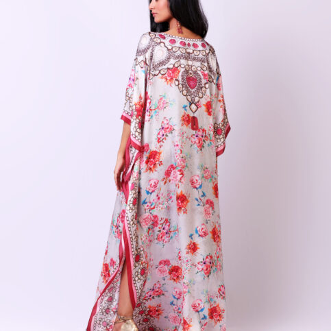 Satin Silk Bijoux Pearl Kaftan