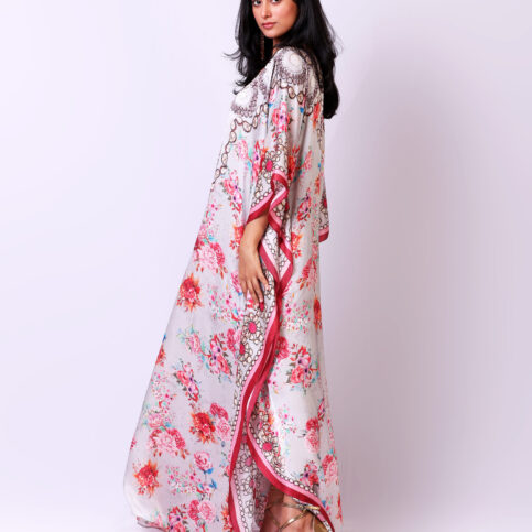 Satin Silk Bijoux Pearl Kaftan