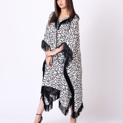 Shadow Printed Fringe Kaftan