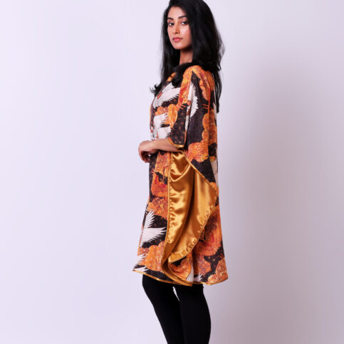 Stork Printed Silk Kaftan