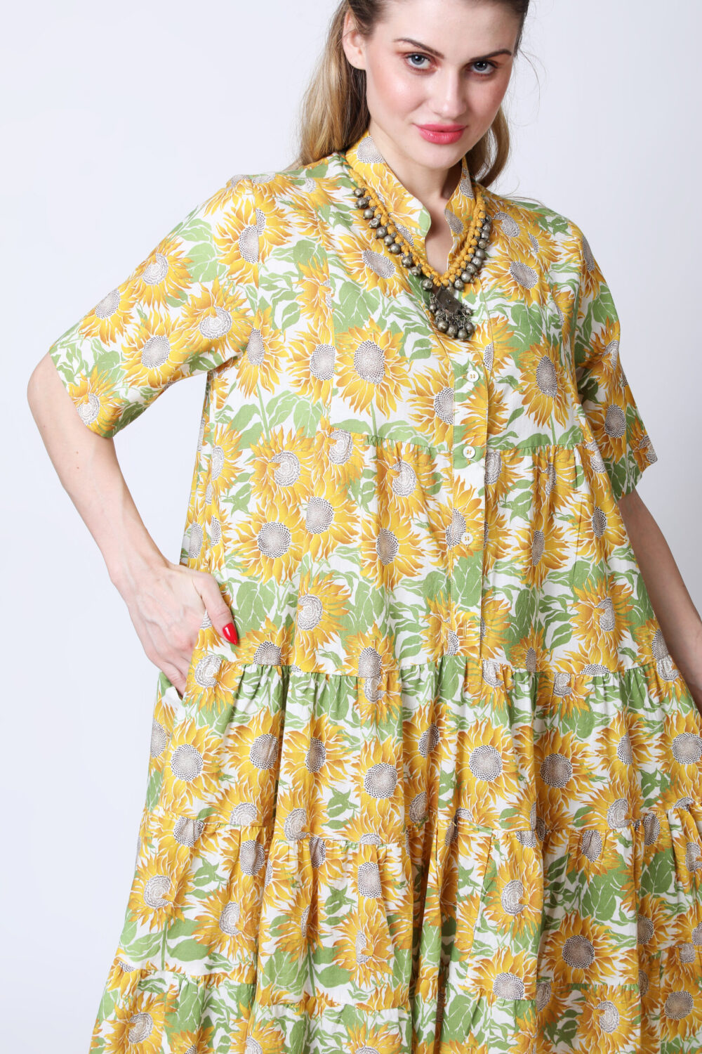 Sunflower Printed Tiered Dress