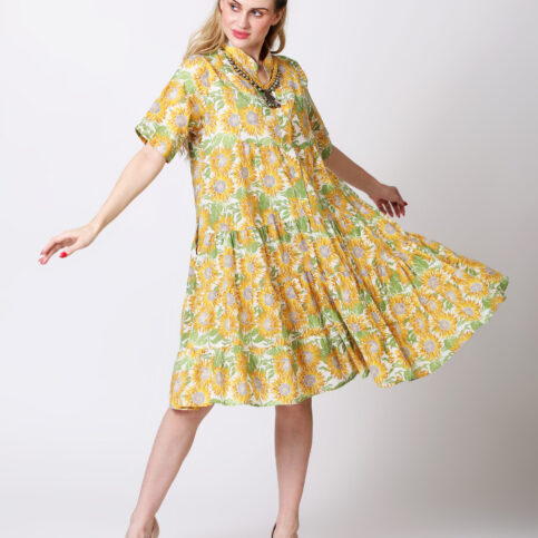 Sunflower Printed Tiered Dress