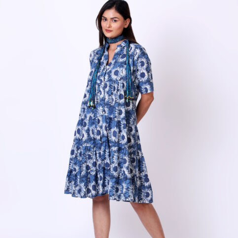 Sunflower Printed Tiered Dress