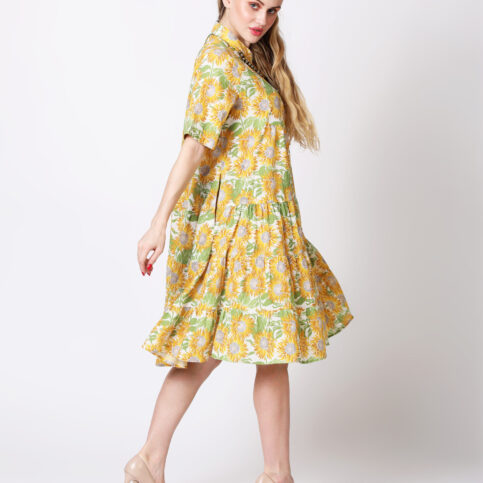 Sunflower Printed Tiered Dress