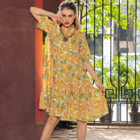 Sunflower Printed Tiered Dress