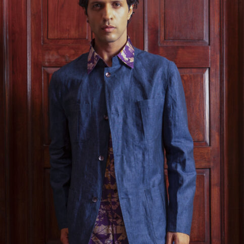 Ajrak Printed Shirt, safari jacket and pant