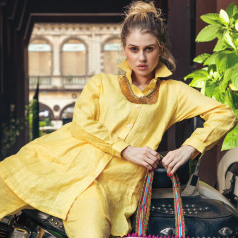 Blended Ramie Linen A Line Blouse